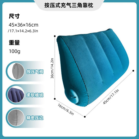 Inflatable Triangular Pillow for Travel, Portable Lumbar Support, Velvet Folding Seat Cushion, Exclusively for Cross-Border Sales - image 2