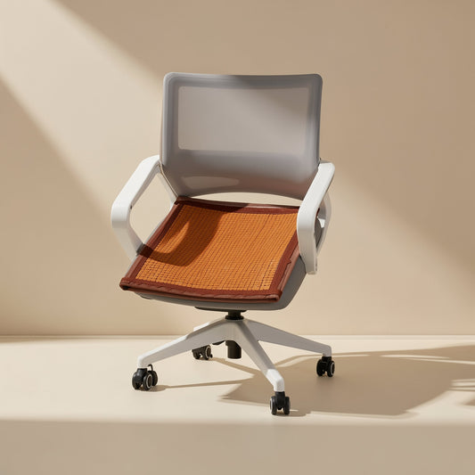 Solid-color bamboo office chair cushion with elastic rope string connection - view 2