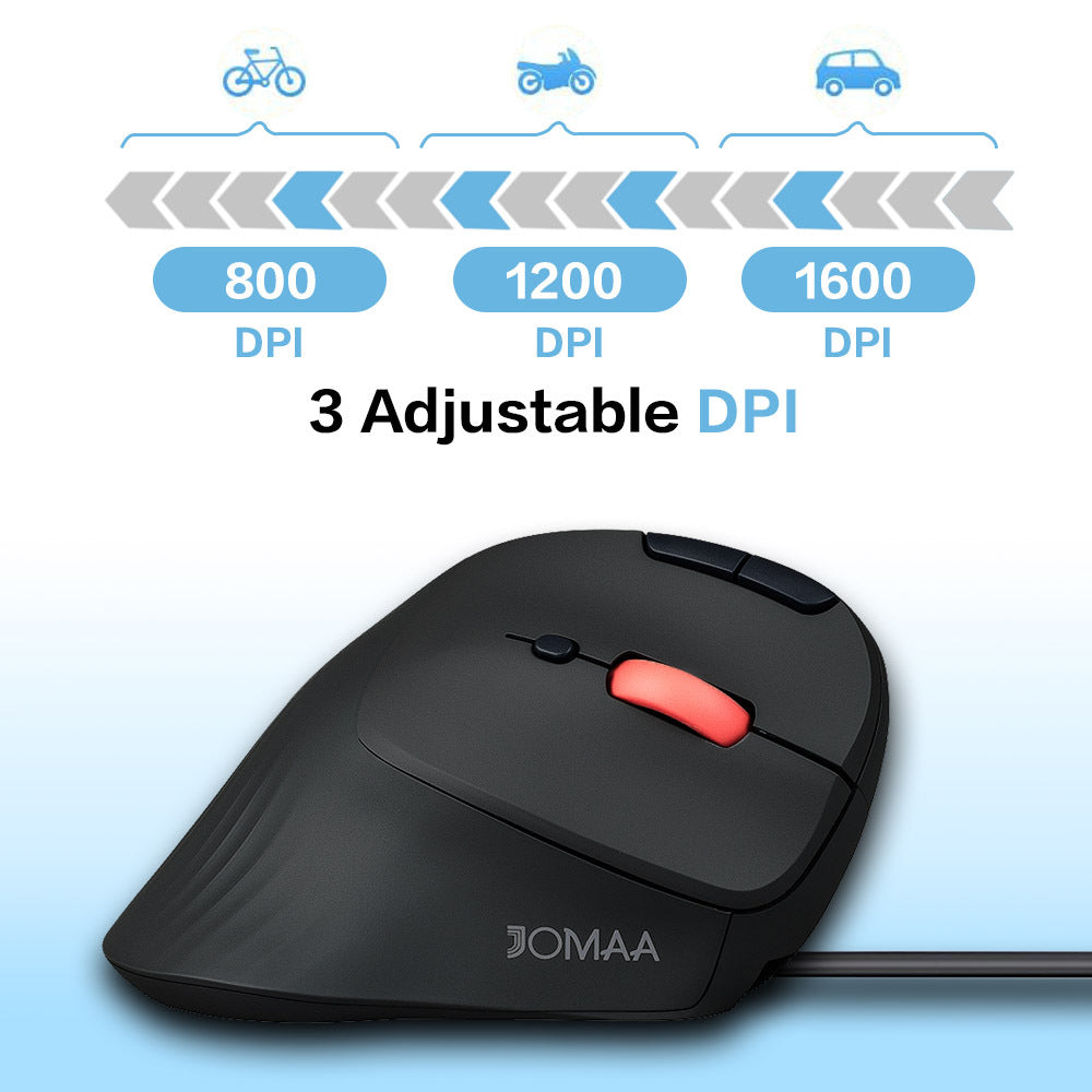 Jomaa Wired Vertical Roller Mouse Ergonomic Plug-And-Play Trackball Mouse with Adjustable Dpi - image 3