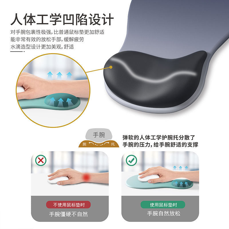 Silicone Wrist Pad Mouse Pad Wrist Support Pad Gradient Simple Thickened Non-Slip Ergonomic Computer Mouse Pad Wholesale - image 2