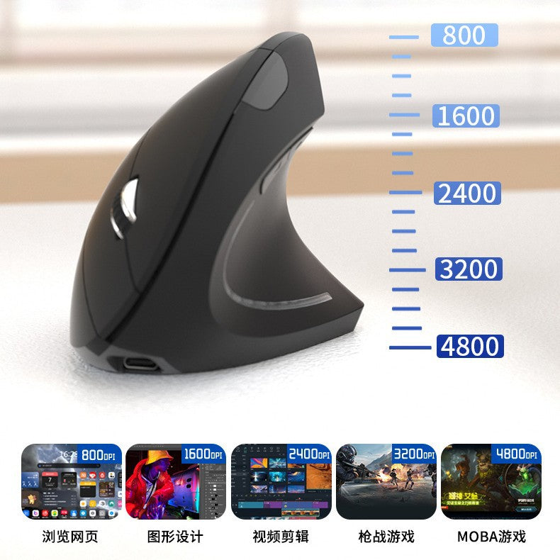 Cross-Border Vertical Mouse, the Latest Three-Mode 2.4g Wireless Mouse, Wired Ergonomic Design, Optical Bluetooth Mouse - image 3