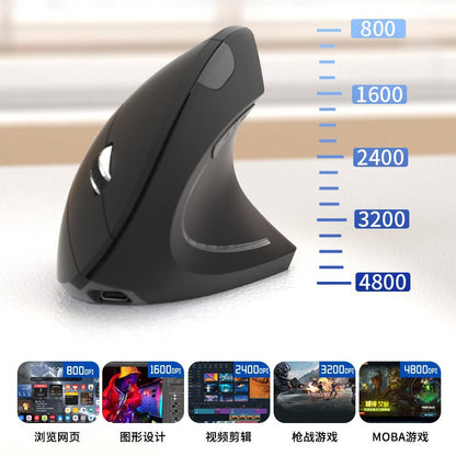 Cross-Border Vertical Mouse, the Latest Three-Mode 2.4g Wireless Mouse, Wired Ergonomic Design, Optical Bluetooth Mouse - image 3