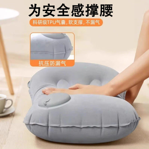 Press-to-inflate portable lumbar cushion pillow, airplane lumbar support pillow, waist protector, travel pillow, sleeping lumbar pillow for train hard seats - image 4