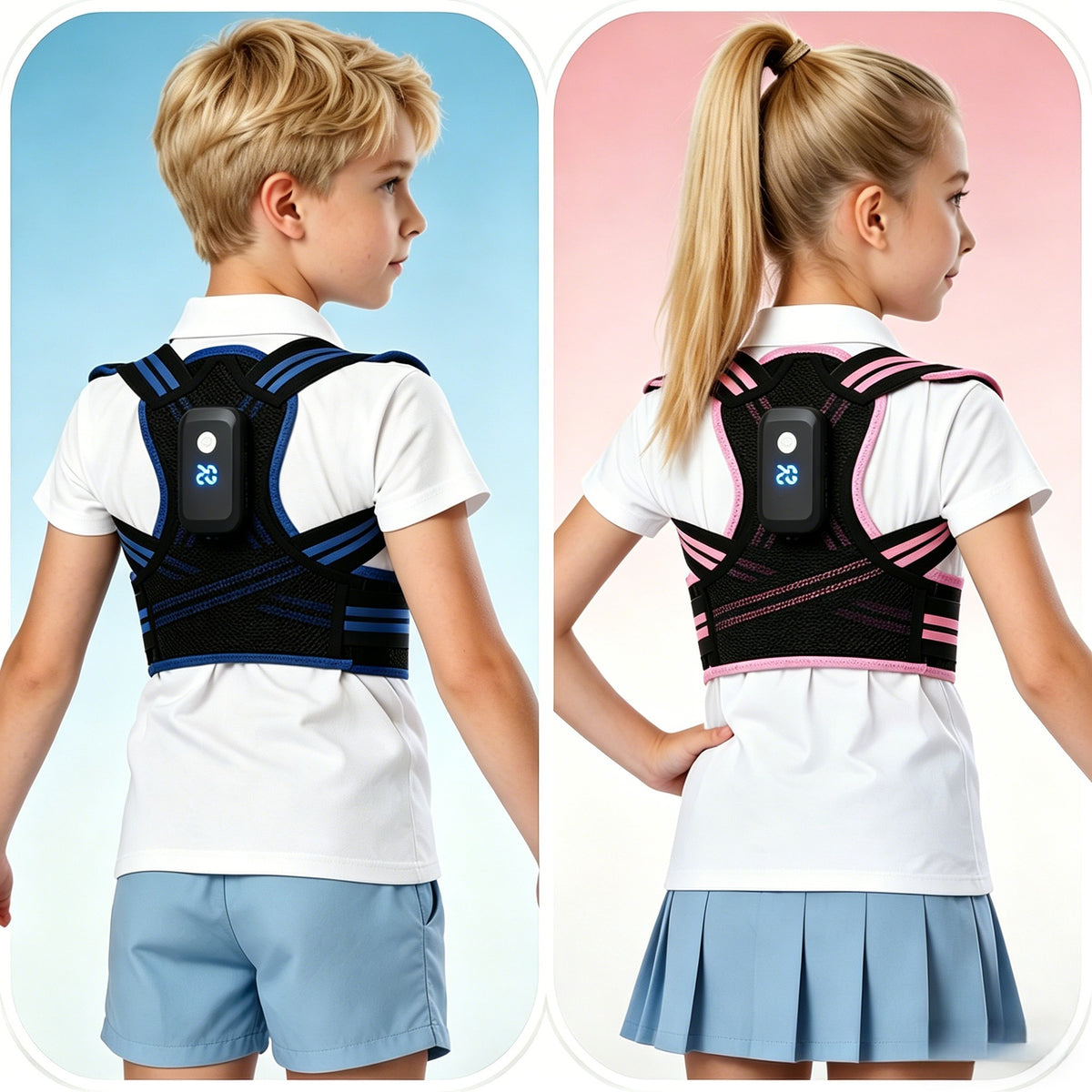 Children's hunchback corrector, youth student posture corrector, good spinal support belt with intelligent vibration reminder for posture correction - image 4