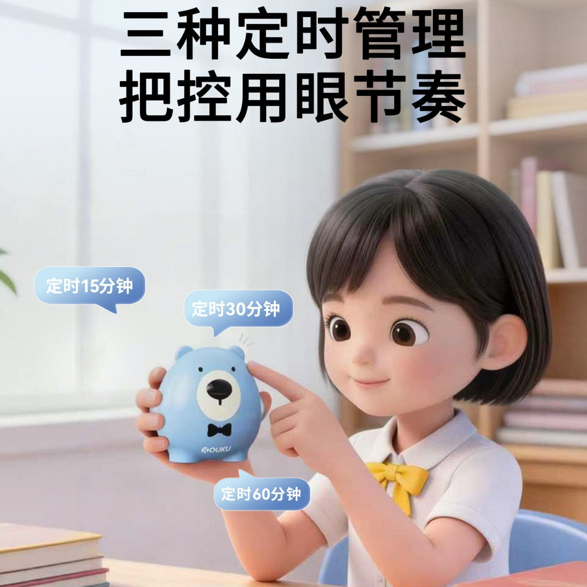 ouku Eye Protection Bear Children's Smart Sitting Posture Reminder Device Primary School Students' Writing Posture Corrector Anti-Head-Down Gadget - image 3