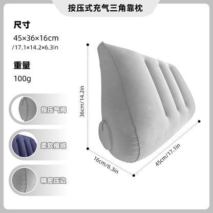 Inflatable Triangular Pillow for Travel, Portable Lumbar Support, Velvet Folding Seat Cushion, Exclusively for Cross-Border Sales - image 3