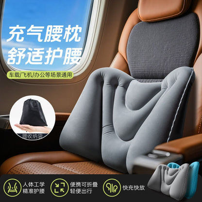 Niliya Inflatable Lumbar Support Cushion for Long-Distance Travel on High-Speed Trains and Airplanes, Portable Lumbar Support Pad for Sitting, Lying Down, and N - image 1