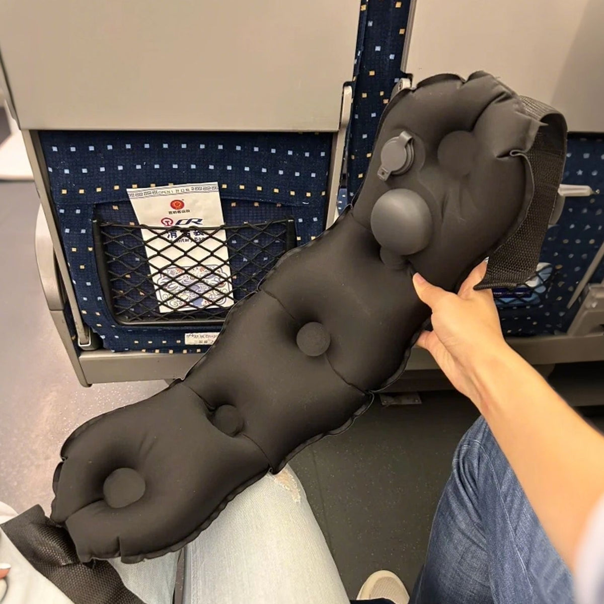 Inflatable lumbar pillow, waist support, lumbar spine long pillow, portable foldable storage, press-type TPU inflatable backrest and neck pillow - image 1