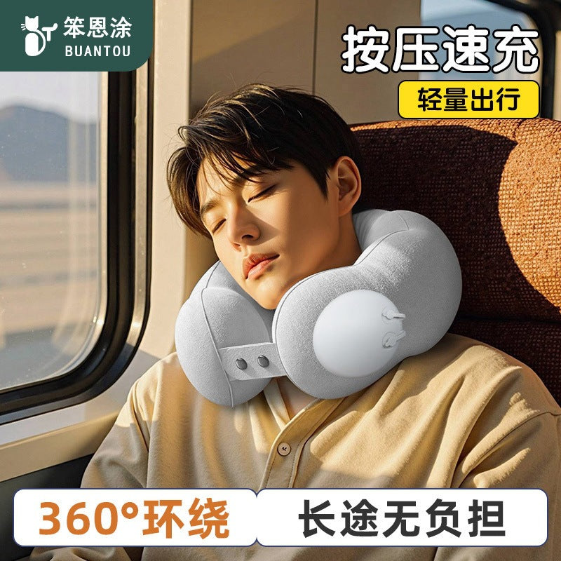 Inflatable lumbar pillow, waist support, lumbar spine long pillow, portable foldable storage, press-type TPU inflatable backrest and neck pillow - image 4