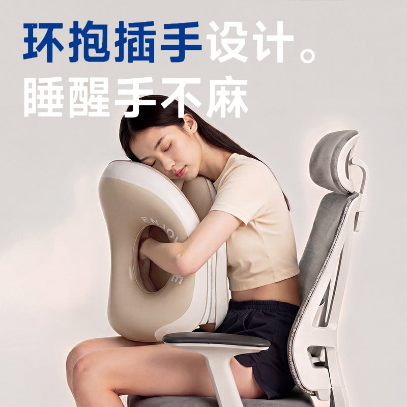 Dual-purpose inflatable lumbar support pillow for sleeping on your stomach, travel pillow, airplane and train cushion, nap pillow for office sleep, inflatable l - image 2