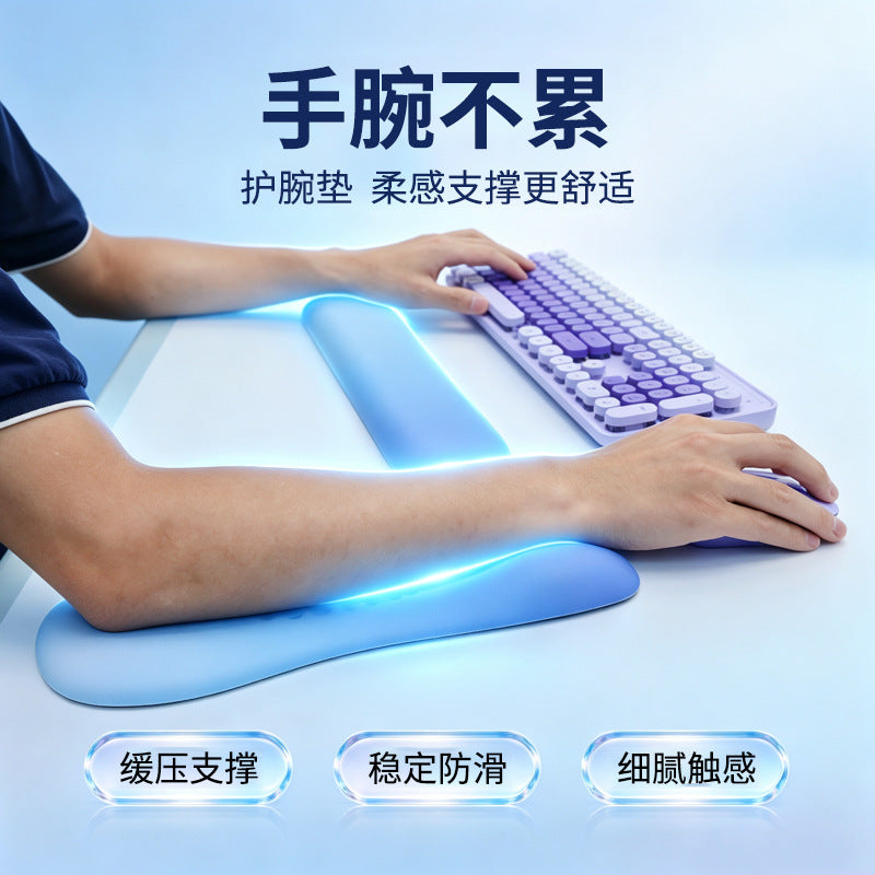 New extended ergonomic wrist rest for office and gaming computers, matching mouse and keyboard pad, simple gradient desk mat - image 2