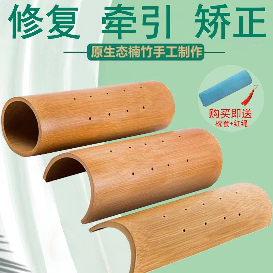 Hard bamboo pillow for specialized repair, stretching, traction, and correction. Neck support pillow, semi-round and full-round cervical pillow, lumbar pillow - image 1