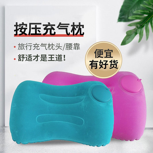 Rectangular inflatable pillow, portable travel inflatable lumbar support pillow, outdoor lumbar cushion, flocked press-inflatable pillow - image 2