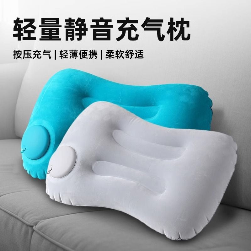 Rectangular inflatable pillow, portable travel inflatable lumbar support pillow, outdoor lumbar cushion, flocked press-inflatable pillow - image 3