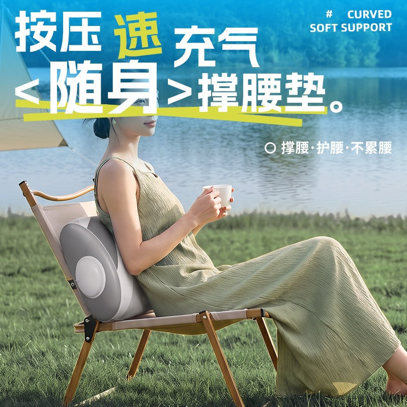 Inflatable lumbar support cushion, waist support pad for long-distance driving, convenient PVC inflatable pillow for outdoor travel and camping - image 1