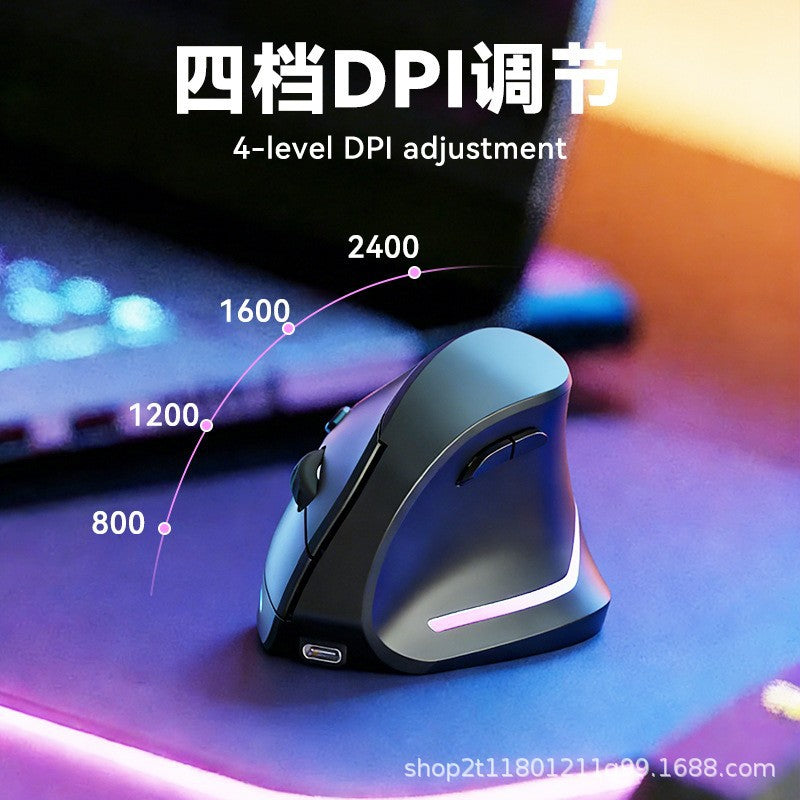 Vertical Ergonomic Wireless Mouse Bluetooth 2.4G Dual Mode Rechargeable RGB Illuminated Silent Wrist Support Gaming Mouse - image 2