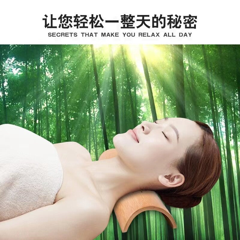 Hard pillow, bamboo pillow, shape-repairing pillow, stretching and traction correction special neck support pillow, semi-circular and full-circular cervical and - image 2