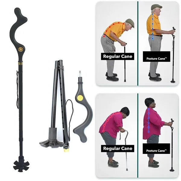 Posture Cane Adjustable Height Walking Stick Hiking Walking Aid Cane