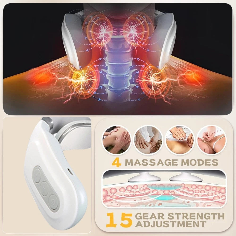 Electric Cervical Neck Pulse Massager Pain Shoulder Relief Body Muscle Relax UK