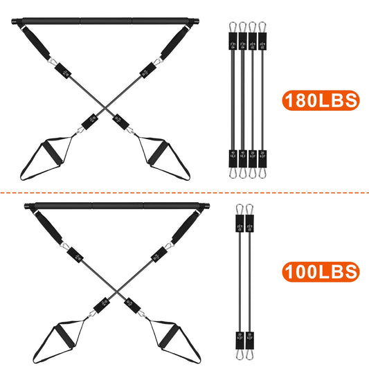 100LBS OR 180LBS Band Options - 1Pc Pilates Bar Kit Multifunctional Pilates…
