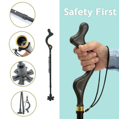 Posture Cane Adjustable Height Walking Stick Hiking Walking Aid Cane