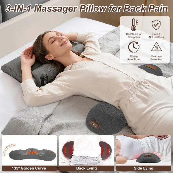 3 In 1 Electric Lumbar Massager Support Pillow Plug-in Memory Foam Lower…