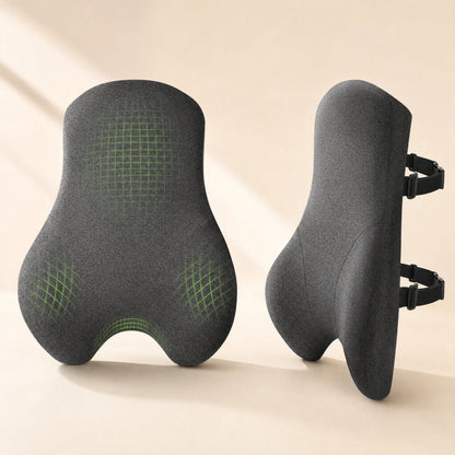 Polyester lumbar support cushion with memory foam filling