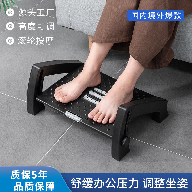 Factory wholesale footrest anti-curling two-leg six-gear adjustable footstool step stool office table pedal - image 1