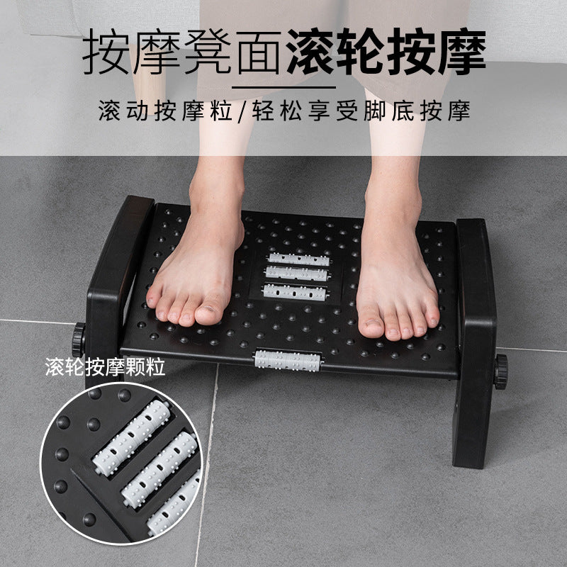 Factory wholesale footrest anti-curling two-leg six-gear adjustable footstool step stool office table pedal - image 2