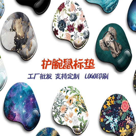 Cross-Border E-Commerce Mouse Pad Wrist Guard Rubber Sole Keyboard Pad Flower Flower Game Office Set Wrist Rest Pad Batch - image 1