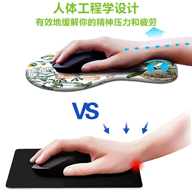 Cross-Border E-Commerce Mouse Pad Wrist Guard Rubber Sole Keyboard Pad Flower Flower Game Office Set Wrist Rest Pad Batch - image 2