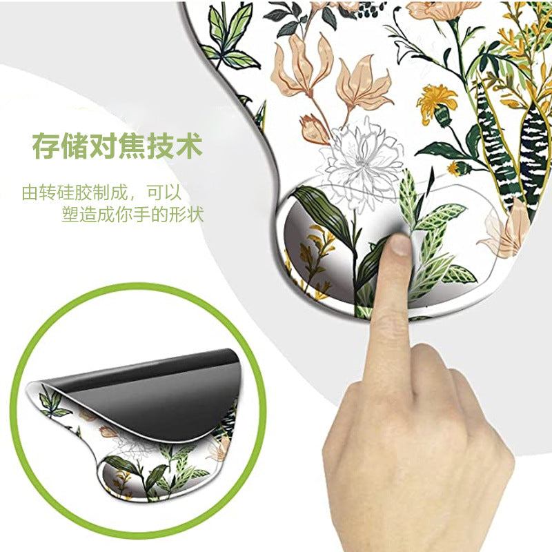 Cross-Border E-Commerce Mouse Pad Wrist Guard Rubber Sole Keyboard Pad Flower Flower Game Office Set Wrist Rest Pad Batch - image 3