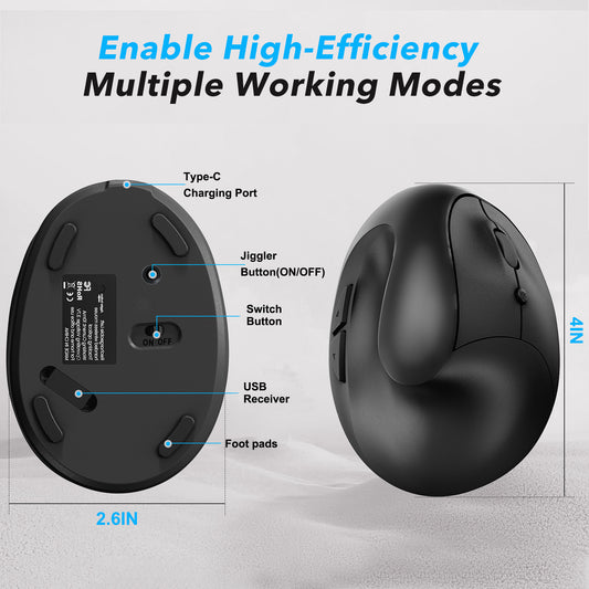 Cross-Border Left and Right Hand Ergonomic Mouse, Rechargeable Vertical Wireless Mouse, Dual-Mode Silent Mouse with Anti-Sleep Key - image 2