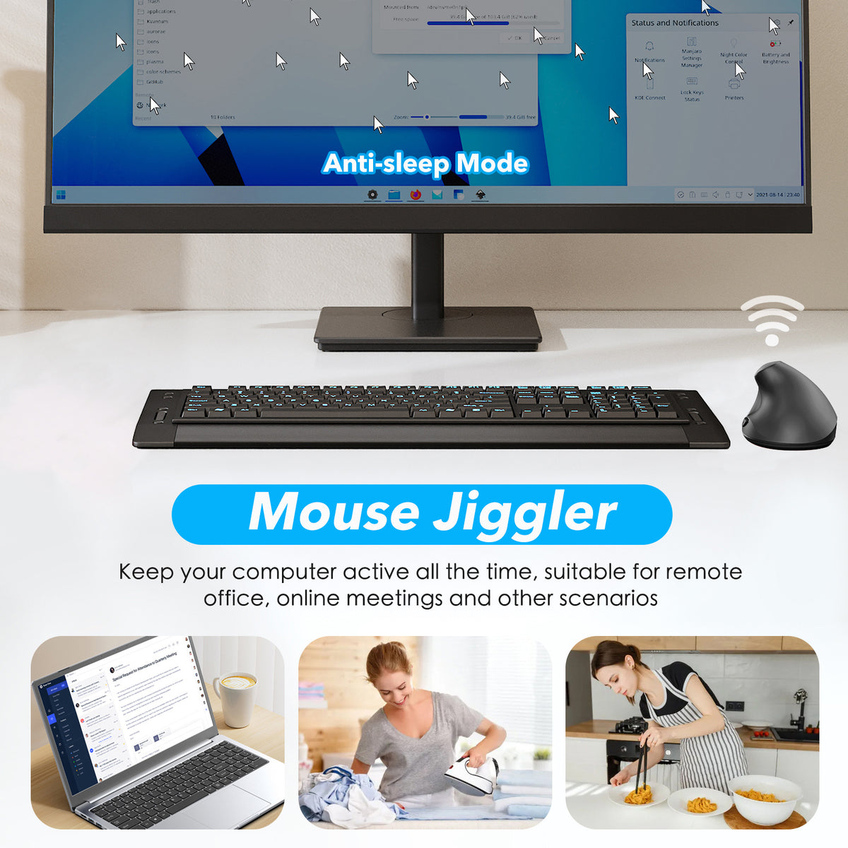 Cross-Border Left and Right Hand Ergonomic Mouse, Rechargeable Vertical Wireless Mouse, Dual-Mode Silent Mouse with Anti-Sleep Key - image 3