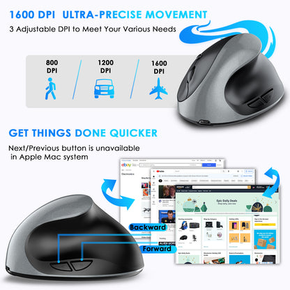 Cross-Border Left and Right Hand Ergonomic Mouse, Rechargeable Vertical Wireless Mouse, Dual-Mode Silent Mouse with Anti-Sleep Key - image 4
