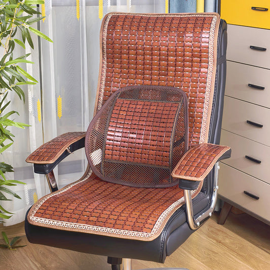 Summer Bamboo Office Chair Cushion with Integrated Backrest, Breathable Seat Cushion for Executive Chairs and Gaming Chairs - image 1