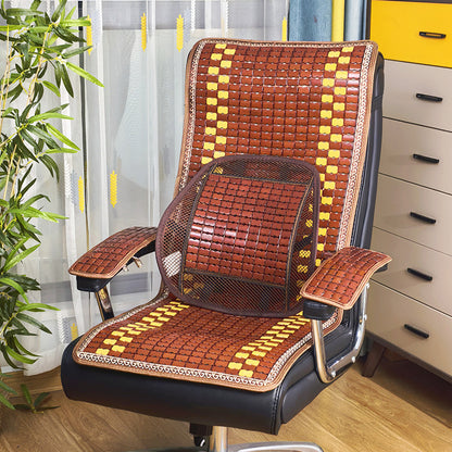 Summer Bamboo Office Chair Cushion with Integrated Backrest, Breathable Seat Cushion for Executive Chairs and Gaming Chairs - image 2