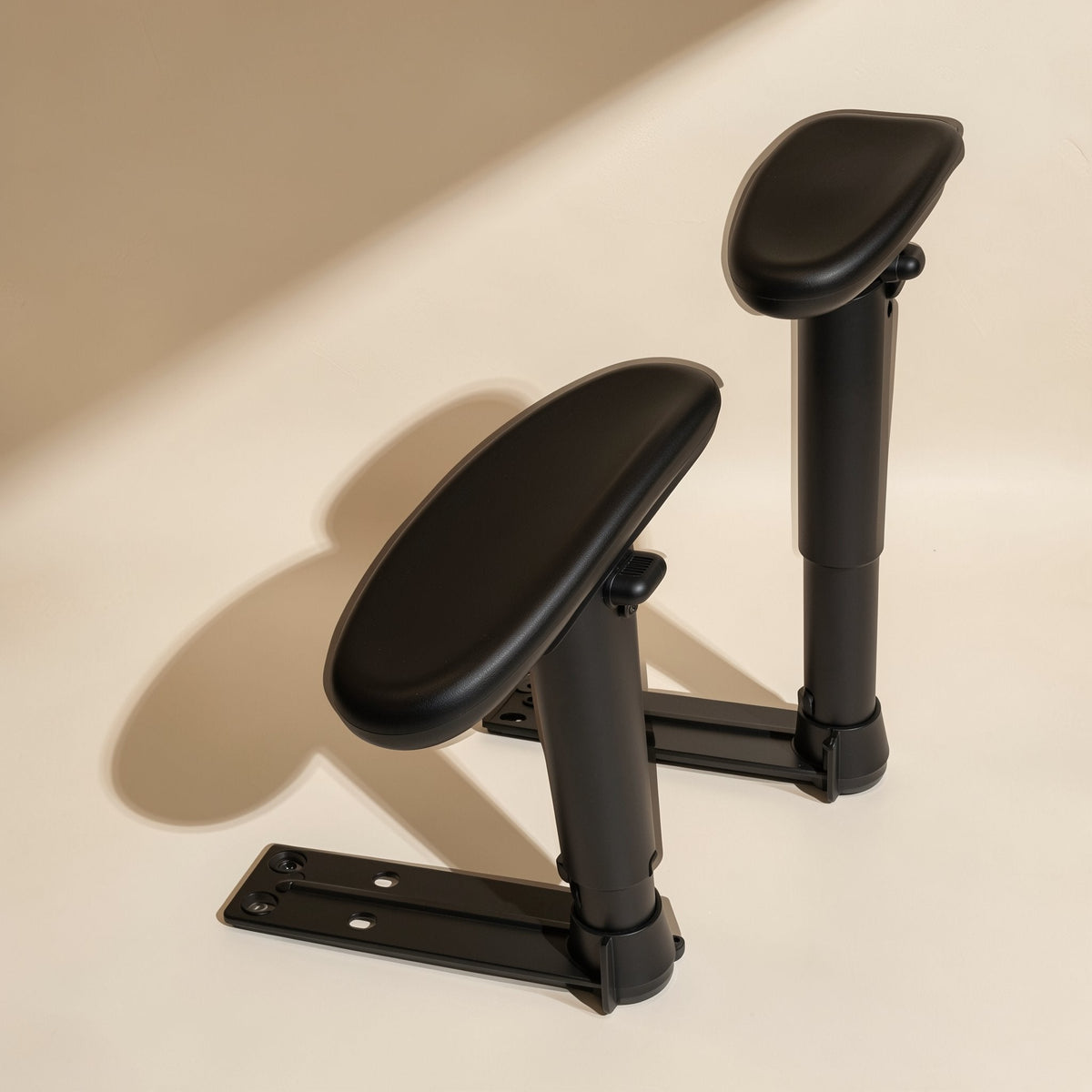 Pair of office chair armrests, described in plastic and long PU styles - view 2