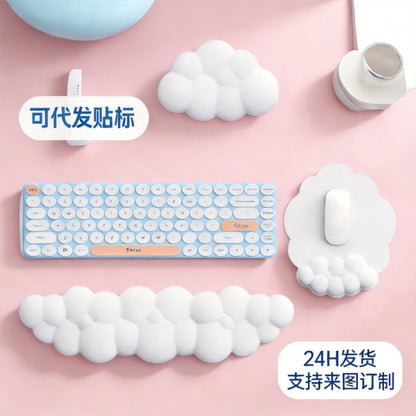 Cross-Border Silicone Mouse Pad, Wrist Pad, Keyboard Wrist Rest, Integrated Leather Cloud Hand Pillow, Waterproof Mouse Pad - image 1