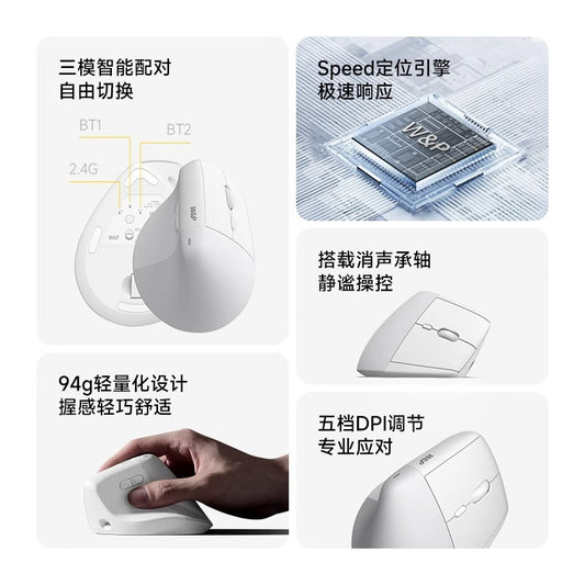 W&P Wireless Mouse Bluetooth Silent Ergonomic Vertical Office Suitable for Mac Laptop Gift Group Purchase Customization - image 2