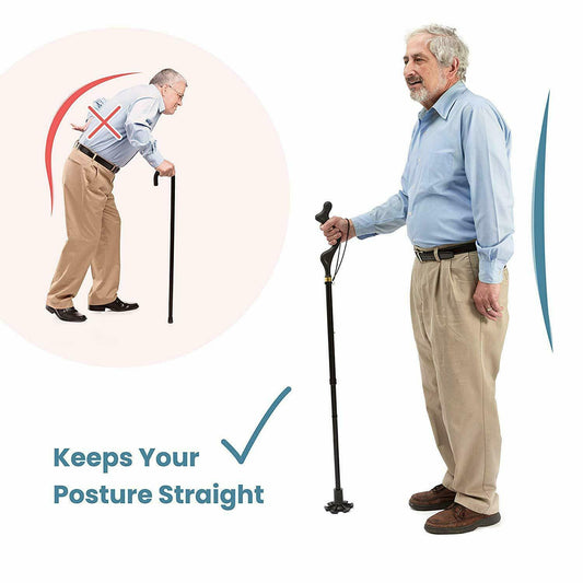 Posture Walking Stick Cane For Men And Women With Adjustable Heights Folding…