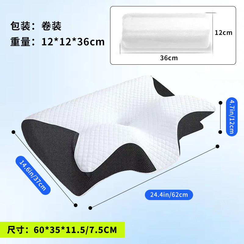 Cross-border foreign trade memory pillow rebound memory foam pillow butterfly pillow breathable neck protection horn pillow sleep cervical pillow - image 1
