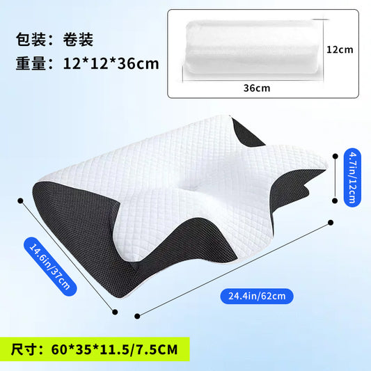 Cross-border foreign trade memory pillow rebound memory foam pillow butterfly pillow breathable neck protection horn pillow sleep cervical pillow - image 1