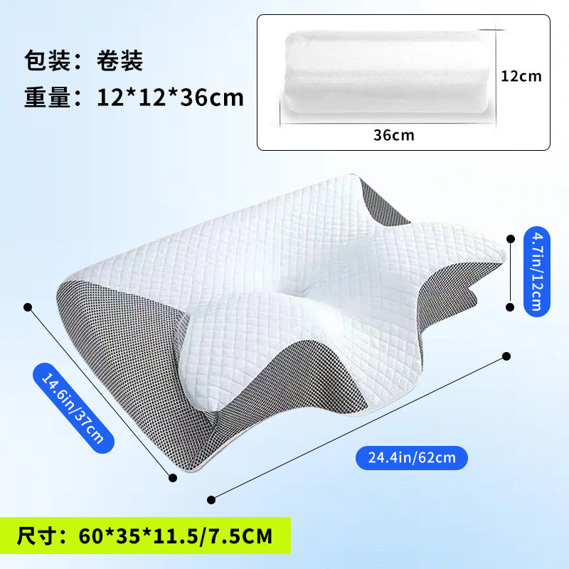 Cross-border foreign trade memory pillow rebound memory foam pillow butterfly pillow breathable neck protection horn pillow sleep cervical pillow - image 4