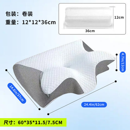 Cross-border foreign trade memory pillow rebound memory foam pillow butterfly pillow breathable neck protection horn pillow sleep cervical pillow - image 4