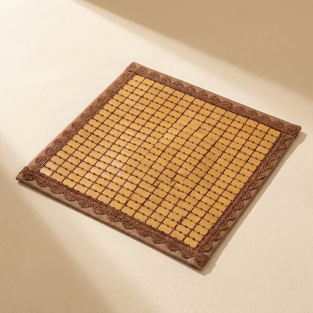 Solid-color bamboo office chair cushion with elastic rope string connection
