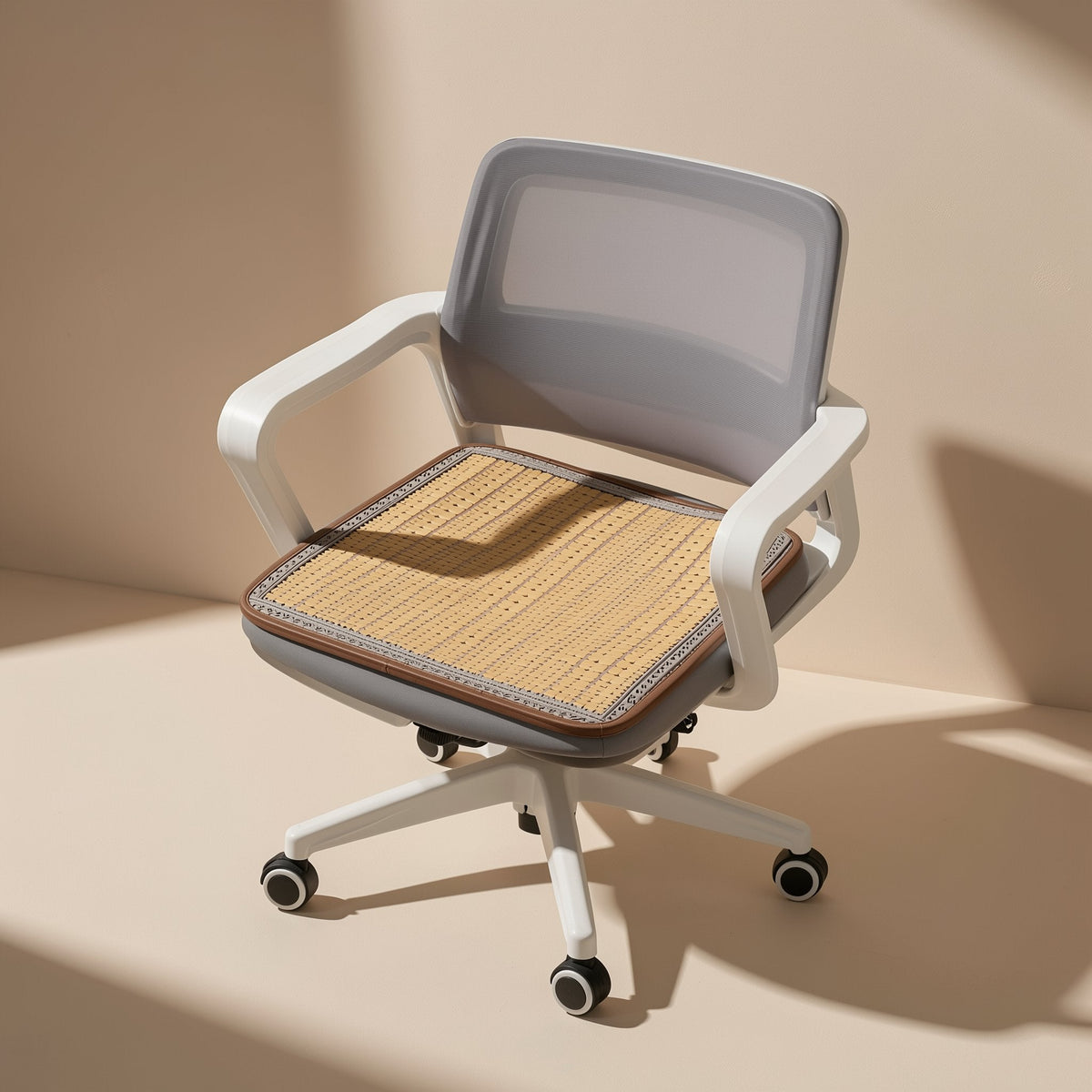 Solid-color bamboo office chair cushion with elastic rope string connection - view 4