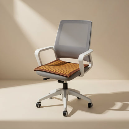 Solid-color bamboo office chair cushion with elastic rope string connection - view 5