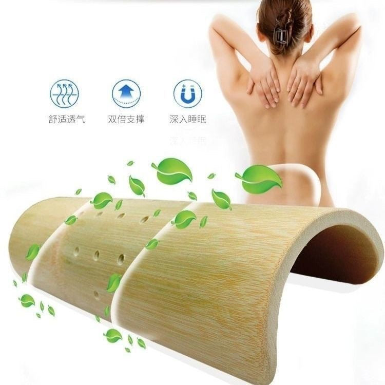 Stretching the Cervical Spine】Bamboo Cervical Spine Pillow, Solid Wood Cylindrical Hard Pillow, Semi-Circular U-Shaped Traction Pillow for Cervical Spine Protec - image 3
