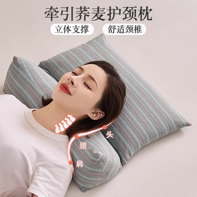 Buckwheat Shell Cervical Spine Pillow, Cervical Spine Protection, Sleep Aid, Triangular One-Piece Pillow Core, Cotton Neck Pillow for Adults to Sleep on - image 3